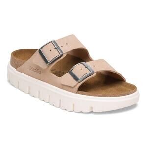 Papillio by Birkenstock Arizona Chunky Sandal in Warm Sand Suede Leather